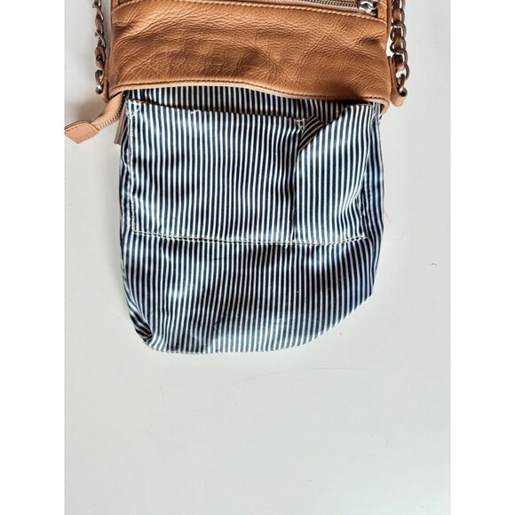 DANIER Brown Leather North South Zipper Crossbody Purse - Picture 12 of 15